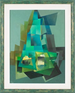 Abstraktes kubistisches Gemälde, Öl auf Leinwand, Gemälde von Ivo Tartarini