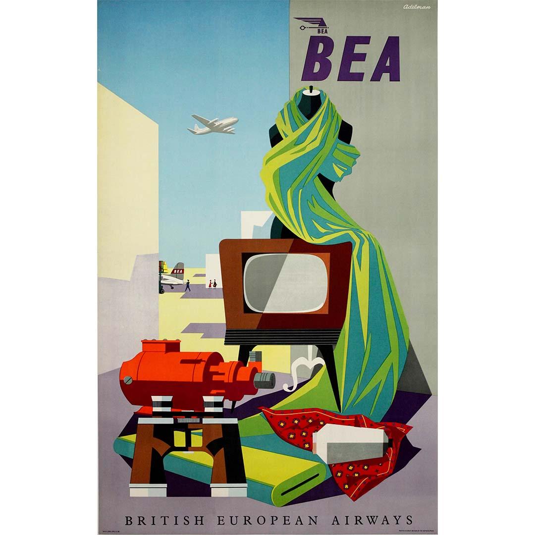 1956 original poster by Ivor Adelman for BEA – British European Airways