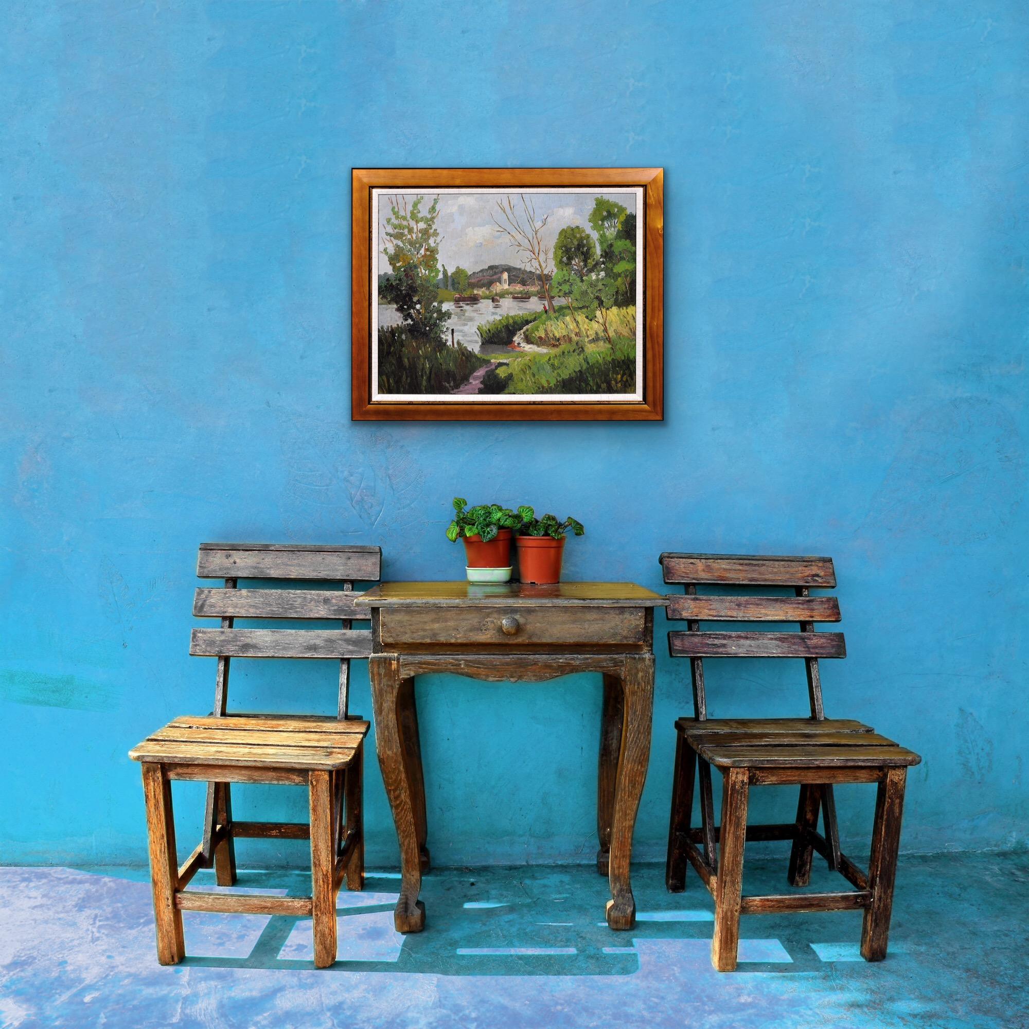 Torcello Laguna de Venecia Italia Enmarcado Pintura al óleo de mediados del siglo XX Ivor Davies en venta 11