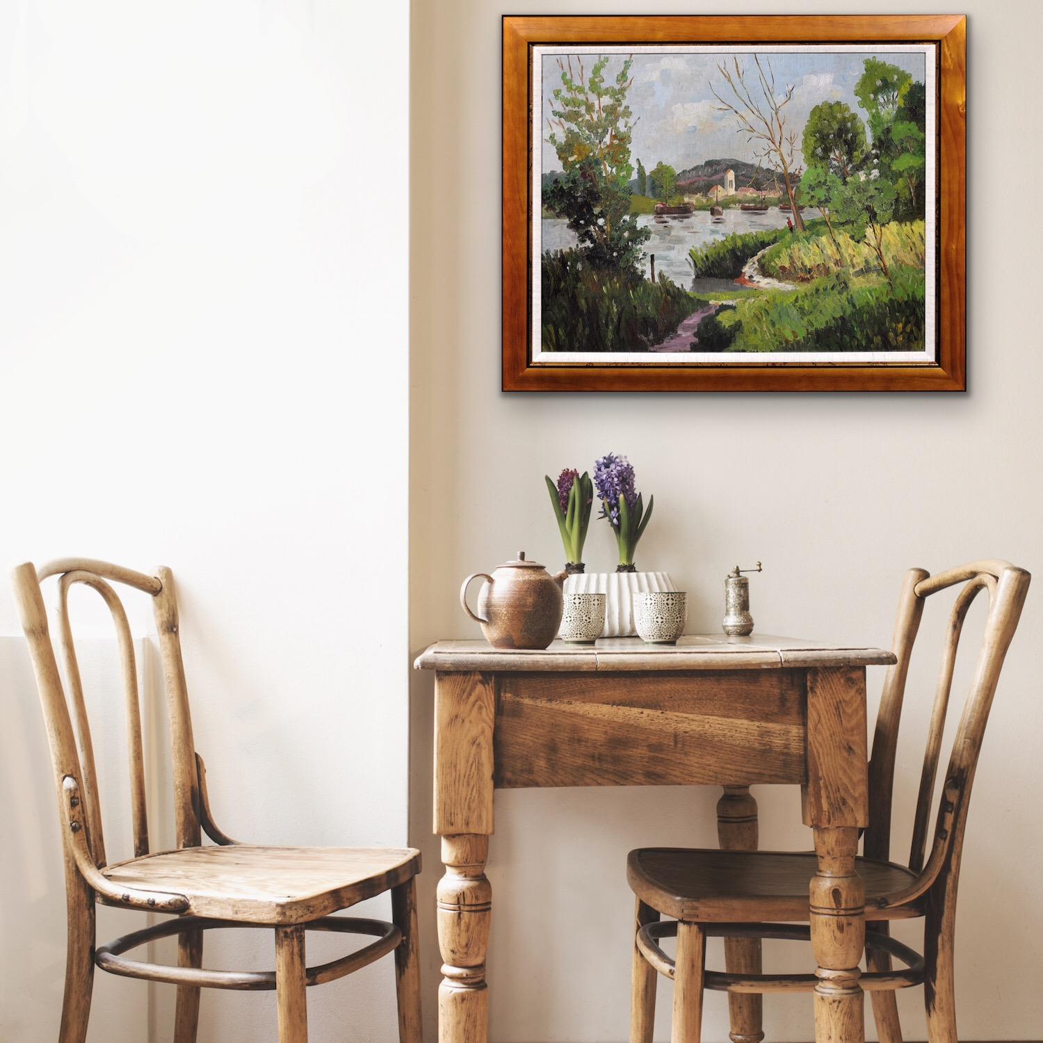 Torcello Laguna de Venecia Italia Enmarcado Pintura al óleo de mediados del siglo XX Ivor Davies en venta 15
