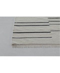 Tapis Dhurrie à rayures 100 % laine ivoire 5'x6'
