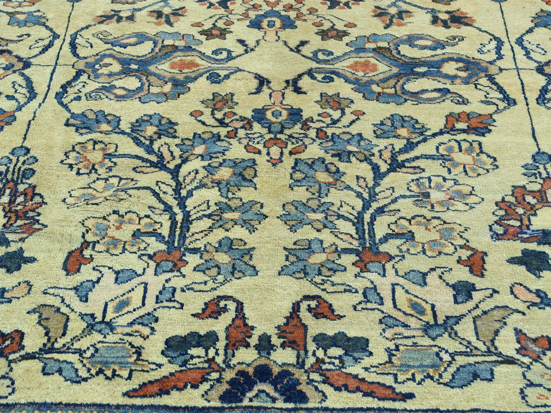 Ivory 1920 Handmade Persian Lilahan Rug, Floral Design For Sale 6