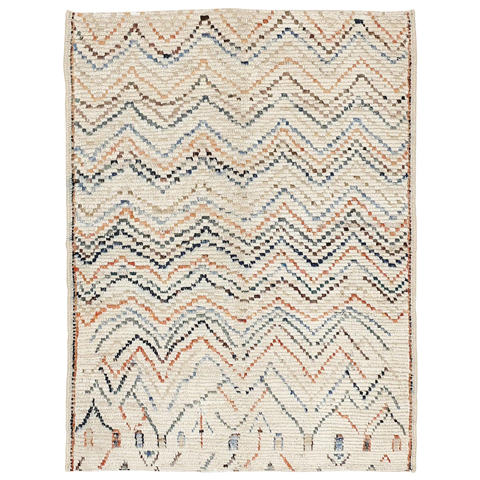 Ivory Abstract Geometric Design Berber Style Rug