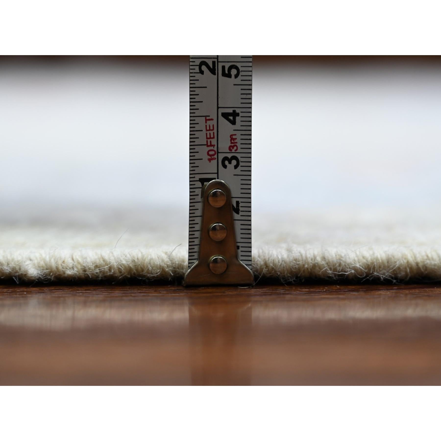 Alfombra Oriental Marfil Afgana Angora Oushak Lana Natural Anudada a Mano 8'10