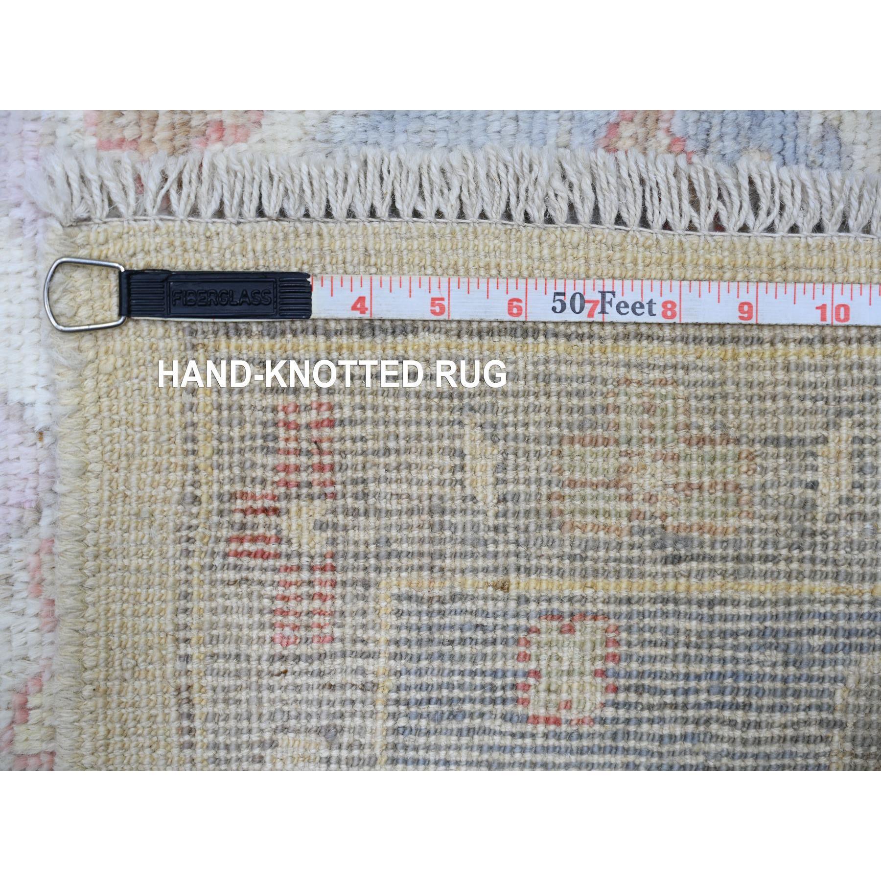 Alfombra Oriental Marfil Afgana Angora Oushak Lana Natural Anudada a Mano 8'10
