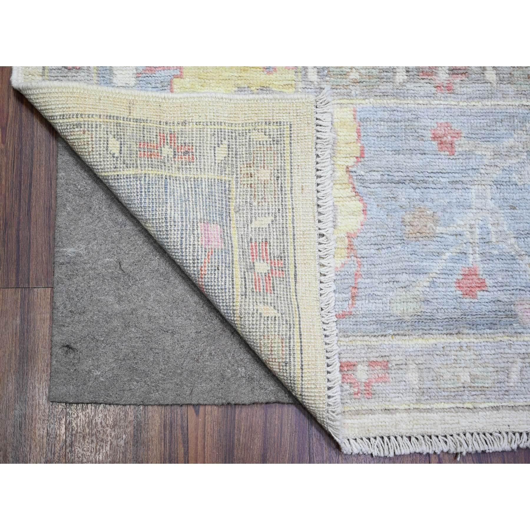 Alfombra Oriental Marfil Afgana Angora Oushak Lana Natural Anudada a Mano 8'10