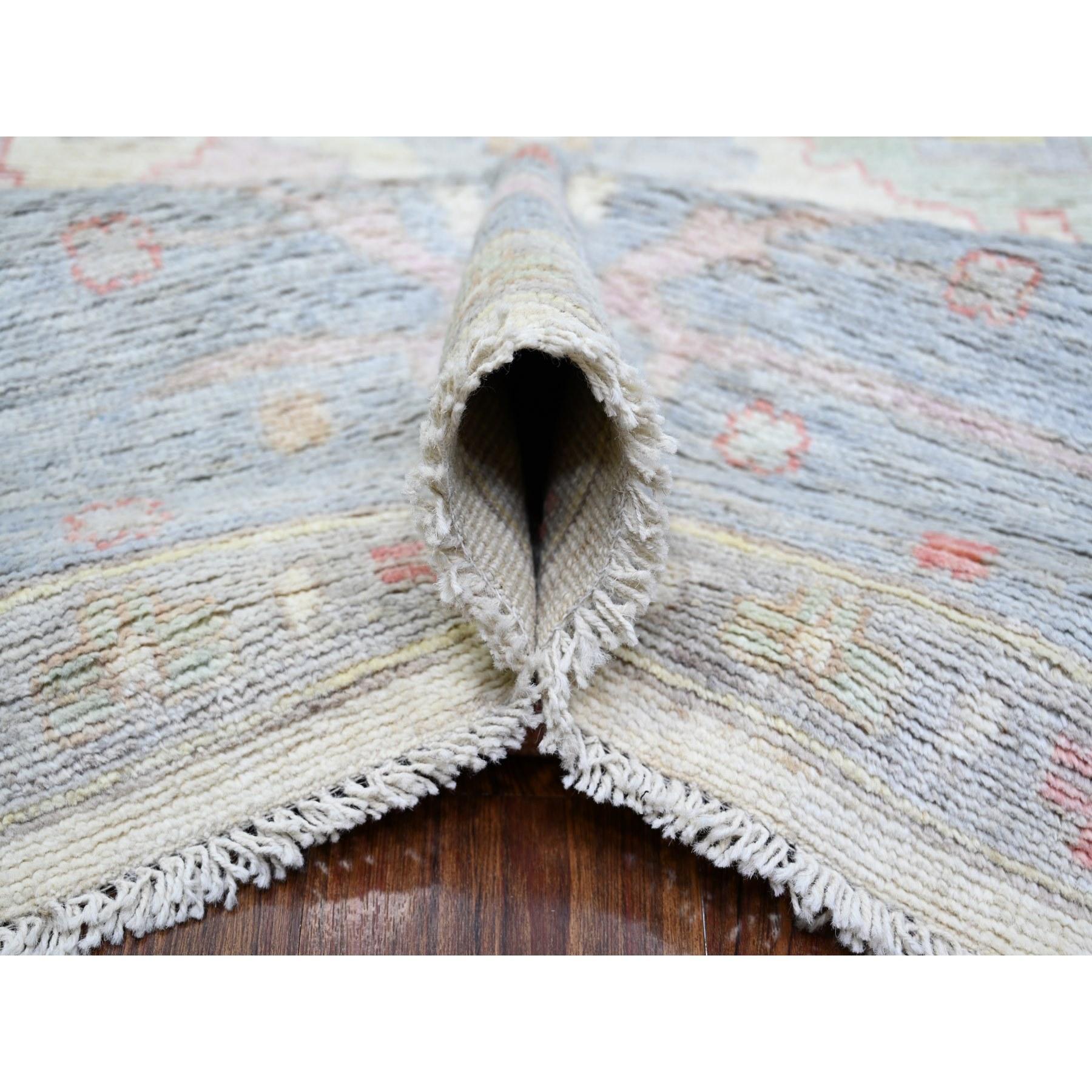Alfombra Oriental Marfil Afgana Angora Oushak Lana Natural Anudada a Mano 8'10