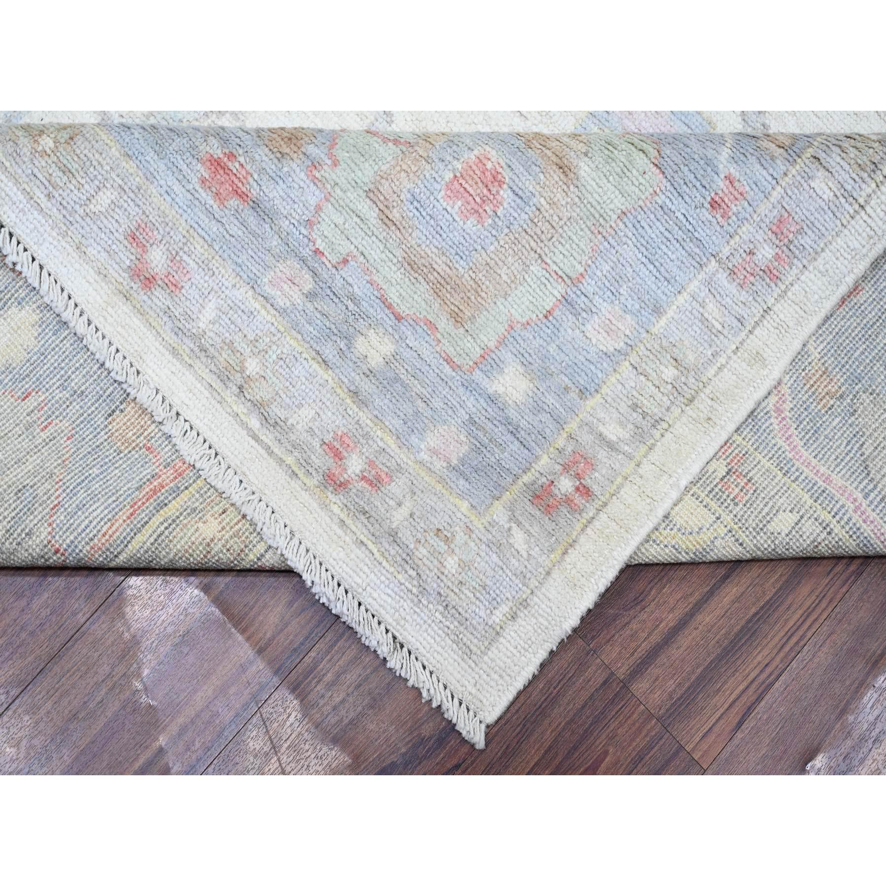 Alfombra Oriental Marfil Afgana Angora Oushak Lana Natural Anudada a Mano 8'10
