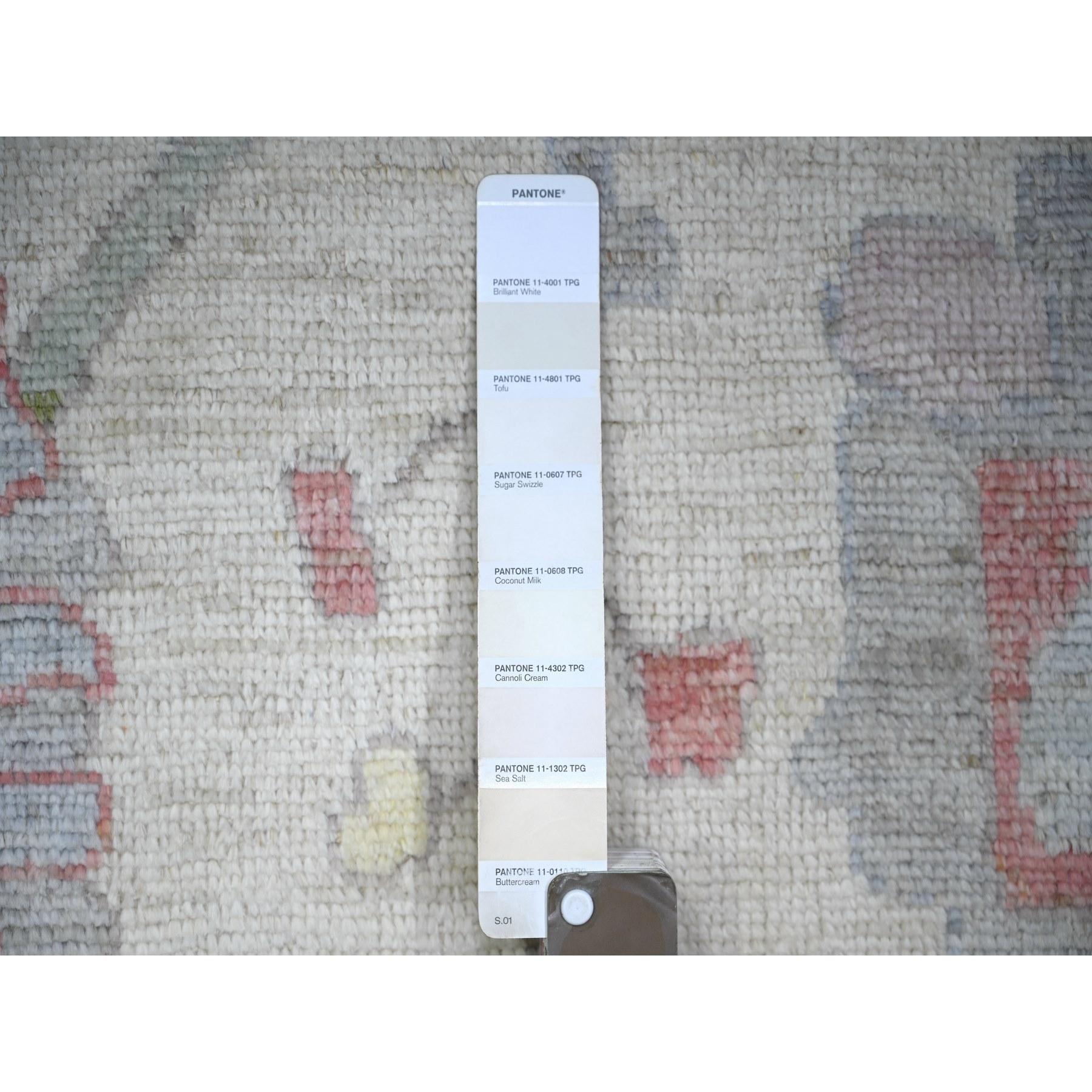 Alfombra Oriental Marfil Afgana Angora Oushak Lana Natural Anudada a Mano 8'10