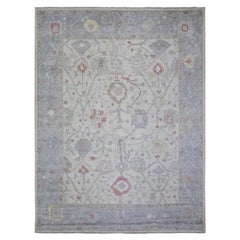 Ivory Afghan Angora Oushak Natural Wool Hand Knotted Oriental Rug 8'10" x 11'8"