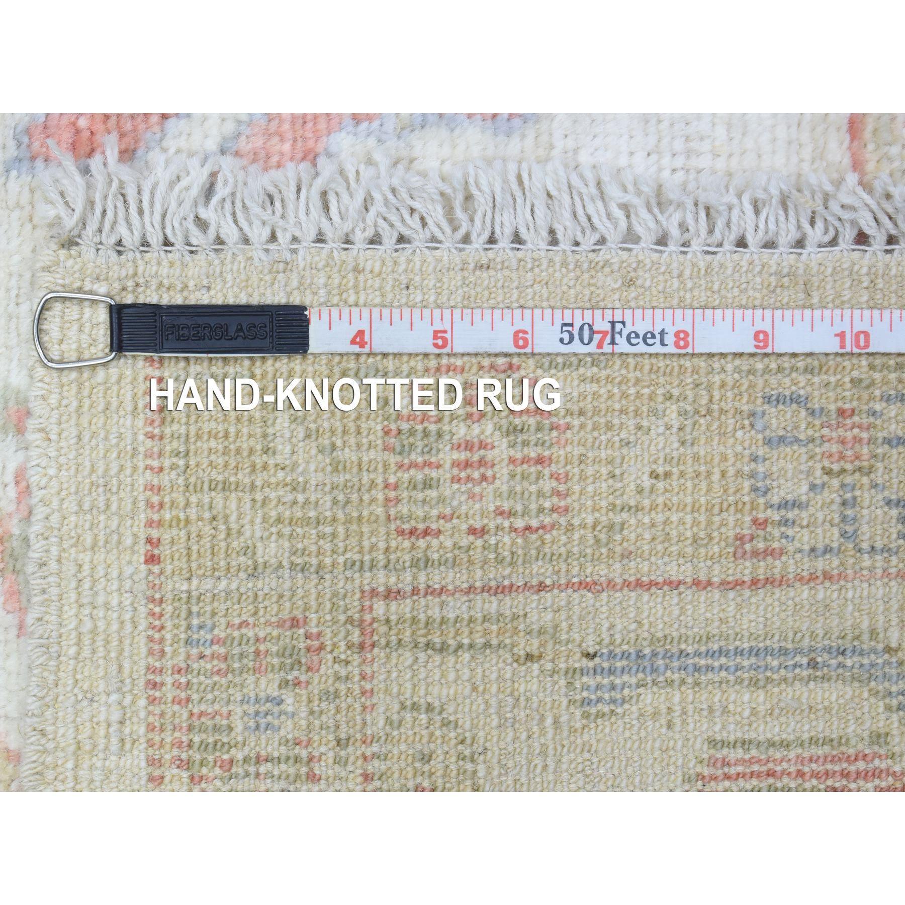 Elfenbeinfarbener Afghan Oushak Branch Blume Design Handgeknüpfter Teppich aus weicher Wolle 8'1