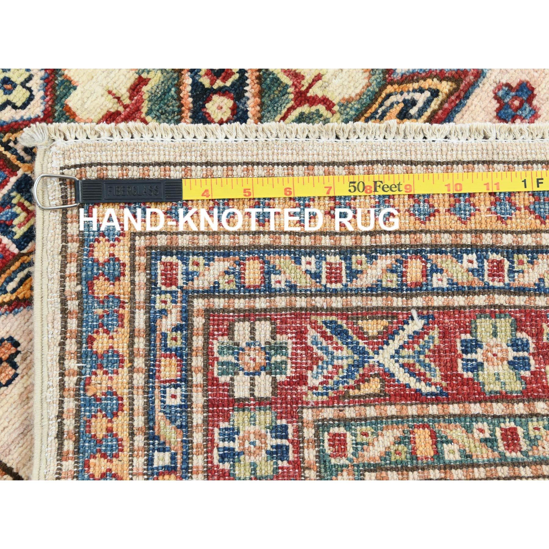 Ivory Afghan Super Kazak Soft Wool Hand Knotted XL Runner Rug 2'9