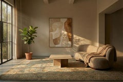 Ivory Afghan Wool Hand Knotted Rug 12 ft x 15 ft , Whispered Floral Field