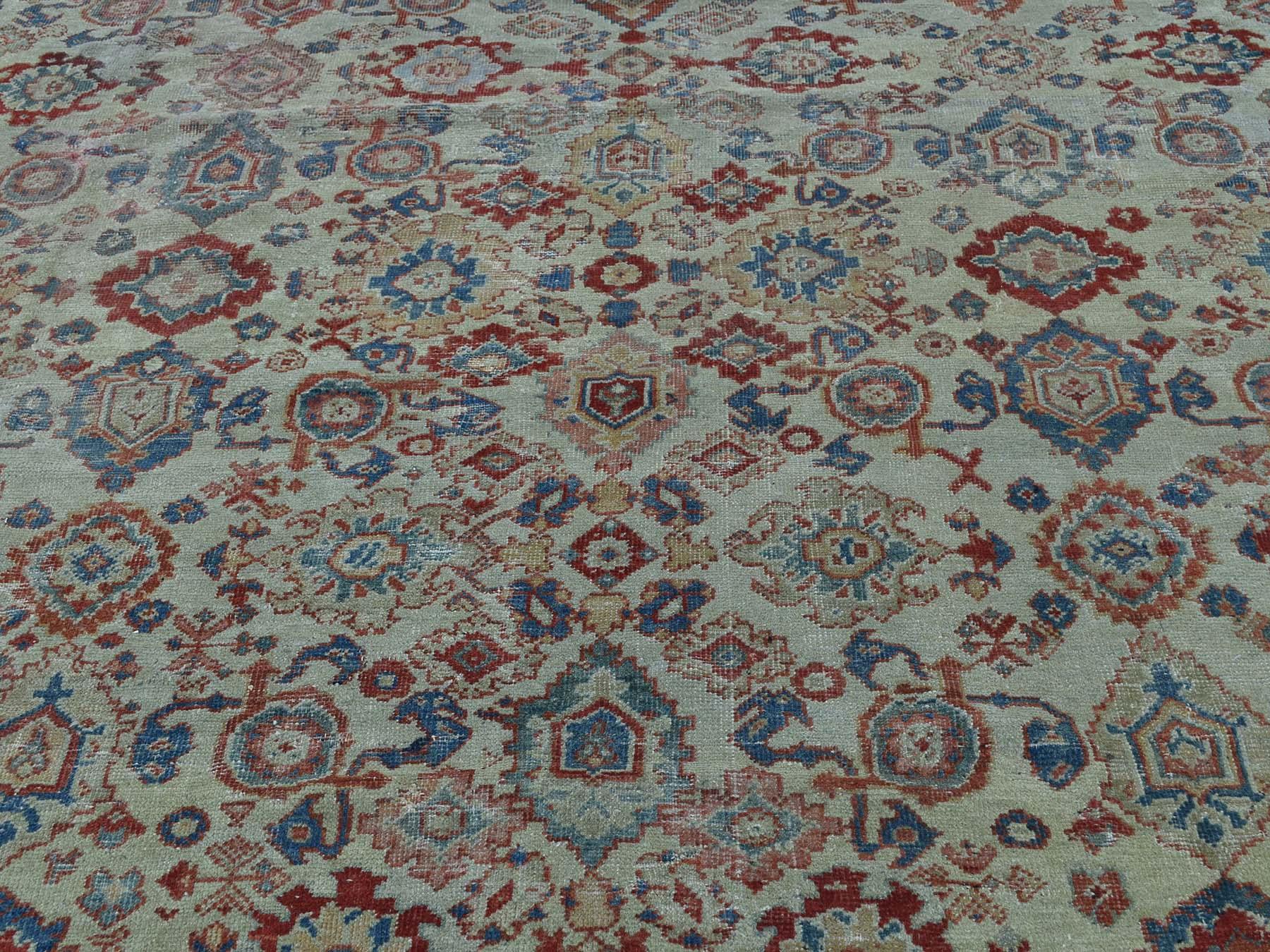 Sultanabad Ivory All-Over Design 1880 Antique Handmade Persian Mahal Rug