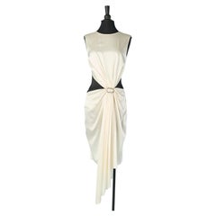 Robe de cocktail ivoire et noire avec boucle en strass Alexandre Vauthier