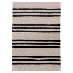 Ivory and Black Striped Kilim