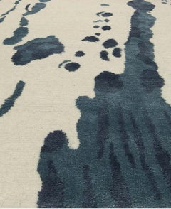 Ivory and Blue Abstract Animal-Print Rug "Tidemark" by Doris Leslie Blau