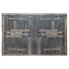 Tapis moderne ivoire et bleu
