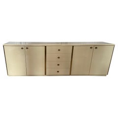 Ivory and Brass Lacquered Sideboard, 1970s