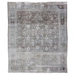 Tappeto antico persiano Mahal avorio e marrone   10' 6 x 13' 6