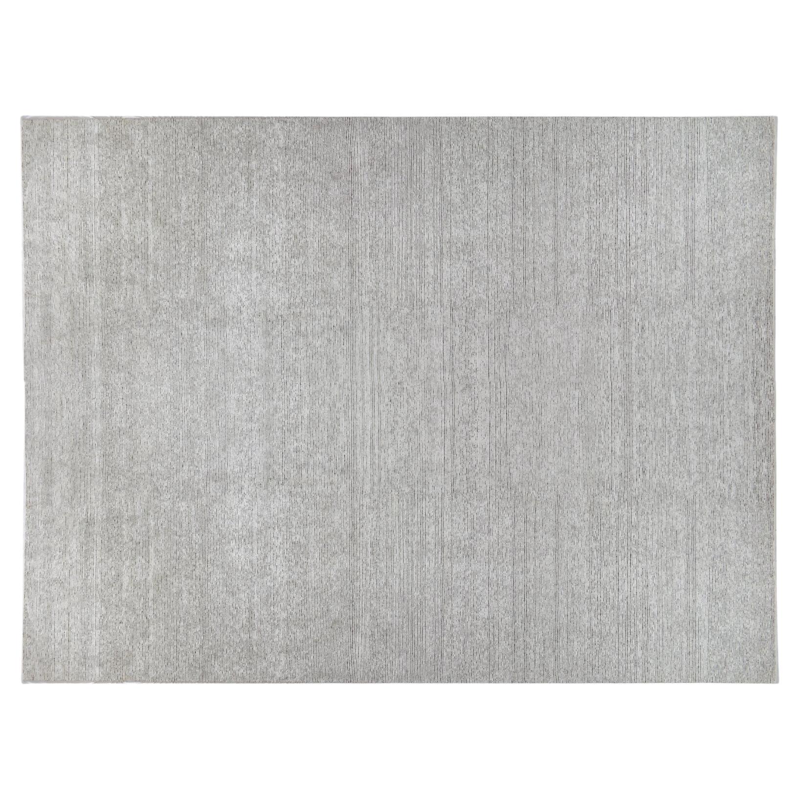Ivory and Charcoal Stripe Large Area Rug For Sale
