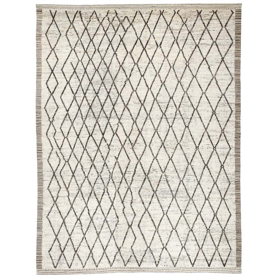 Ivory Abstract Geometric Design Berber Style Rug For Sale at 1stDibs ...