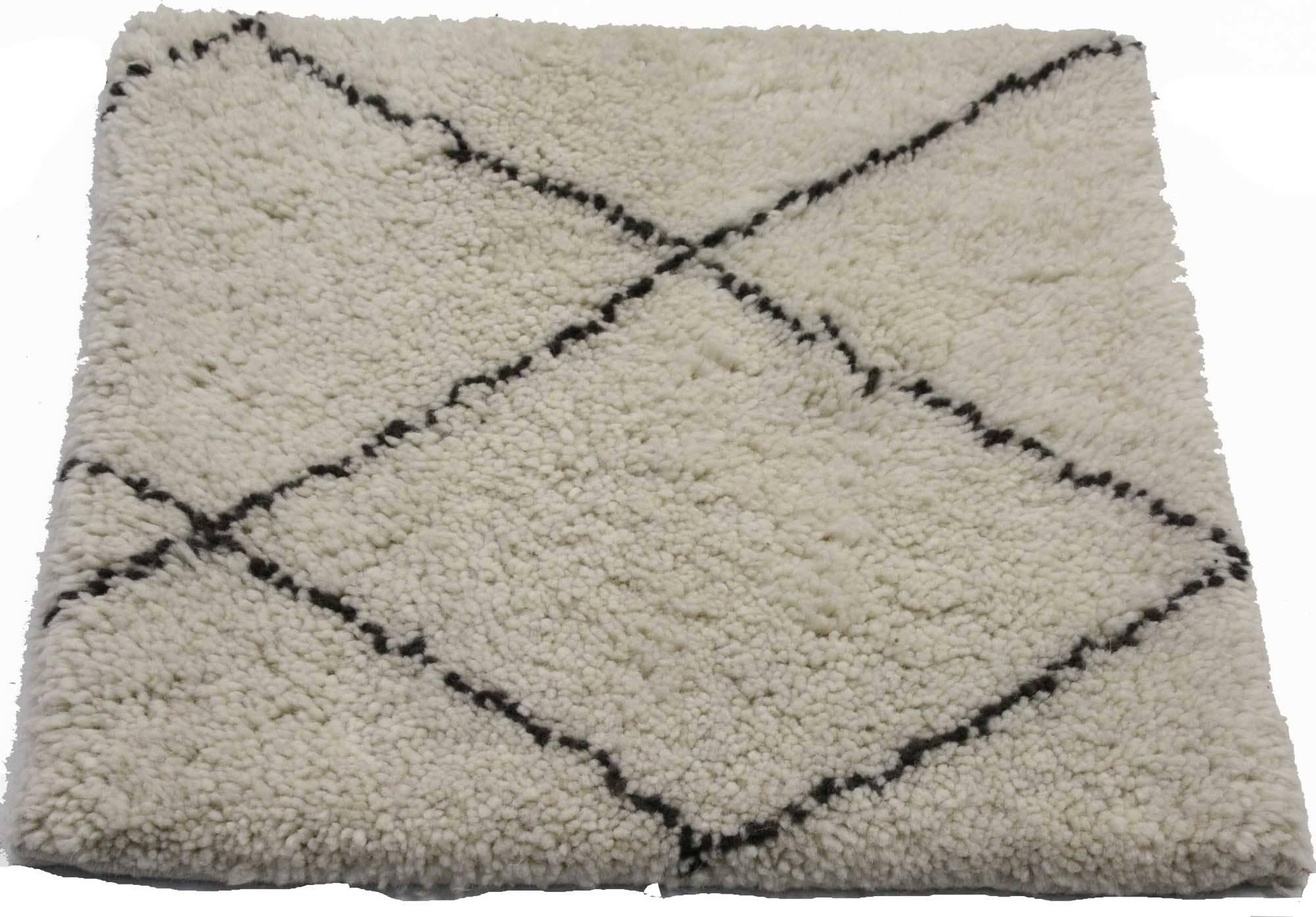 76721, Moroccan style Accent rug with Modern Bauhaus Design. This Moroccan style accent rug with modern Bauhaus design features an ivory background with dark brown lines. Polished and playful, this Moroccan style rug combines simplicity with modern
