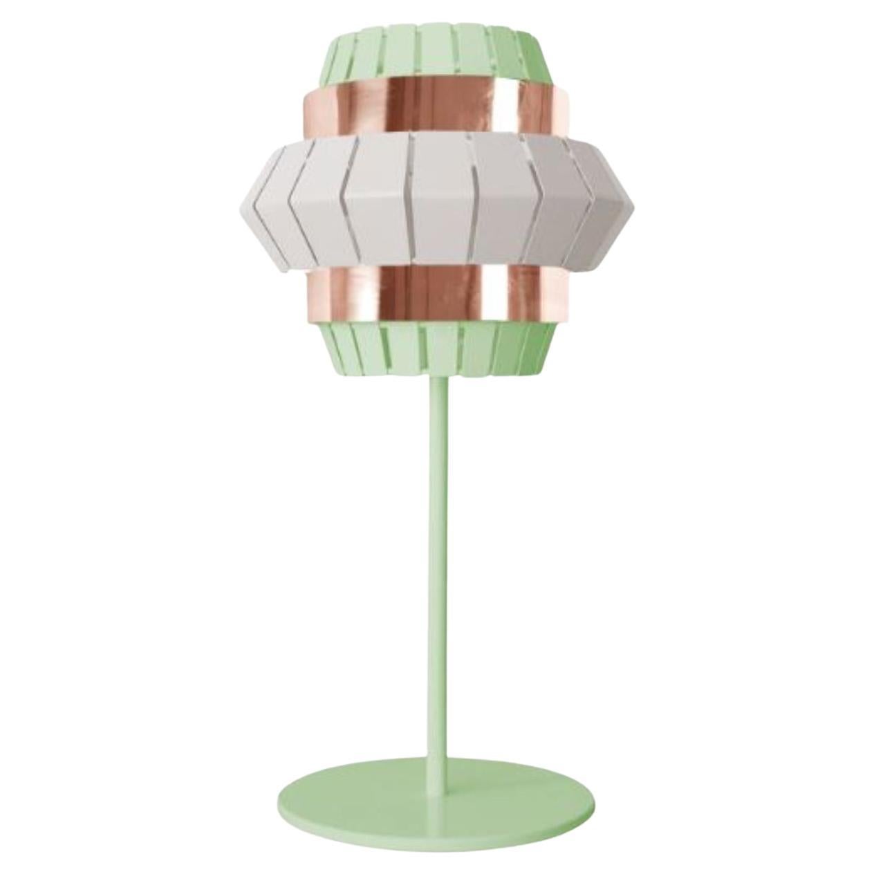 Elfenbeinfarbene und Dream Comb-Tischlampe mit Kupferring von Dooq