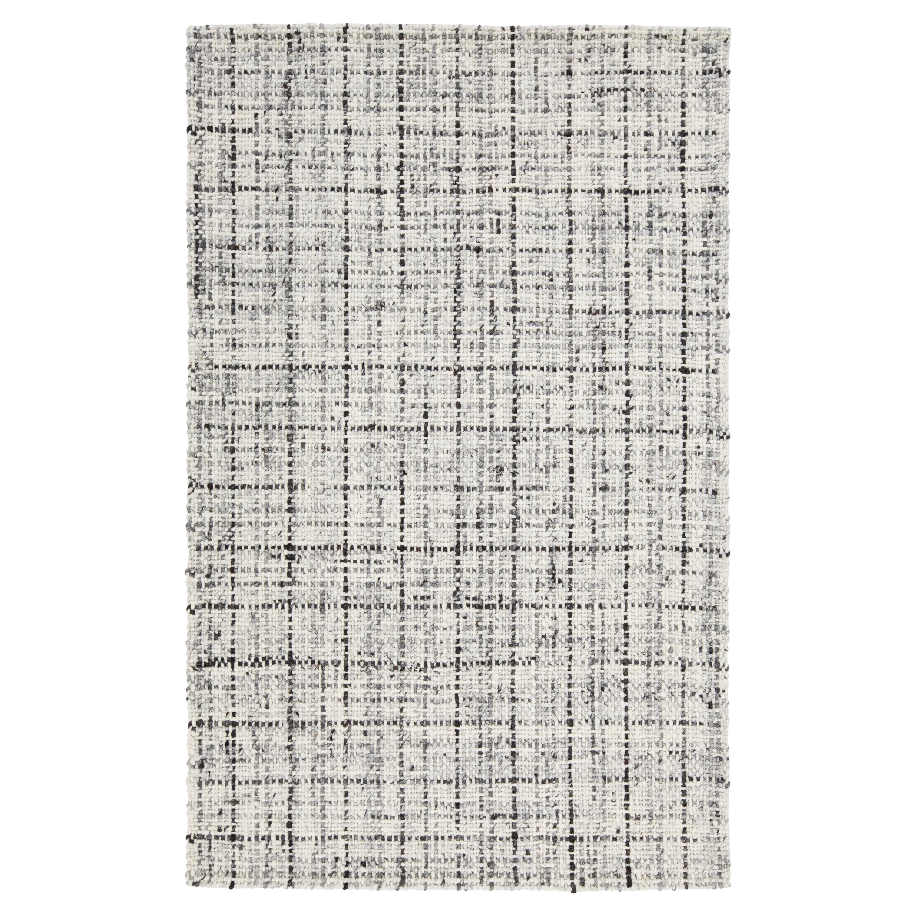Tapis en laine feutrée fait main, ivoire et gris, Contemporary, Apadana