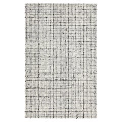 Ivory and Gray Contemporary Felted Handmade Wool Rug by Apadana