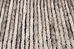 Custom Hand-Knotted Wool Moroccan Style Rug in Ivory and Gray