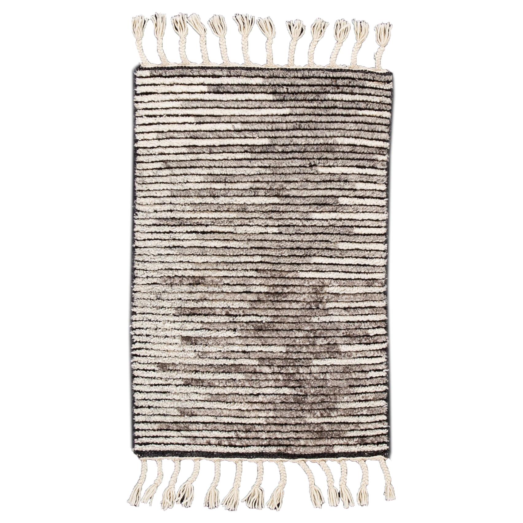 Ivory and Gray Moroccan Style Custom Rug