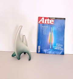 Ivory and Green Ceramic Flower Vase Sculpture attr. to Vibi, Turin, Italy