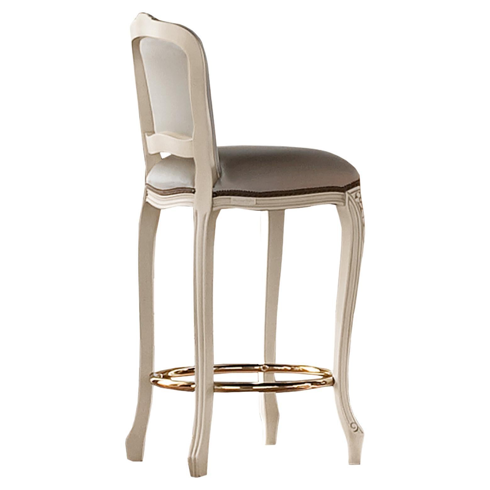 Ivory and Grey Bar Stool by Modenese Luxury Interiors For Sale