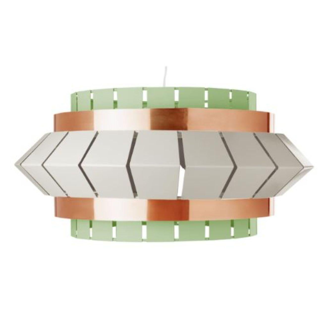 Ivory and Jade Comb I Suspension Lamp with Brass Ring by Dooq In New Condition For Sale In Geneve, CH