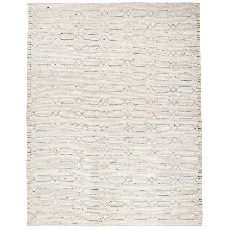 Mid-Century Modern Design Textural Ivory Geometric Zen Garden Rug For ...