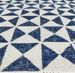 Ivory and Navy Kilim-Style Rug "Navy Prism" by Doris Leslie Blau