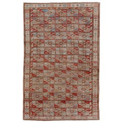 Ivory and Red Vintage Beshir Rug