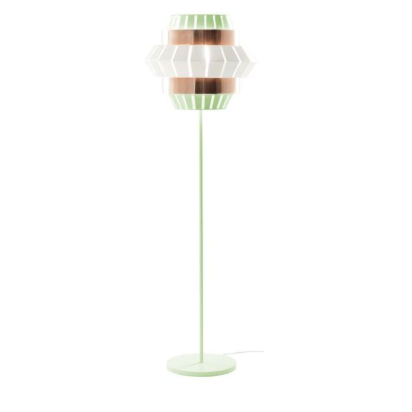 Modern Ivory and Salmon Comb Floor Lamp with Copper Ring by Dooq For Sale