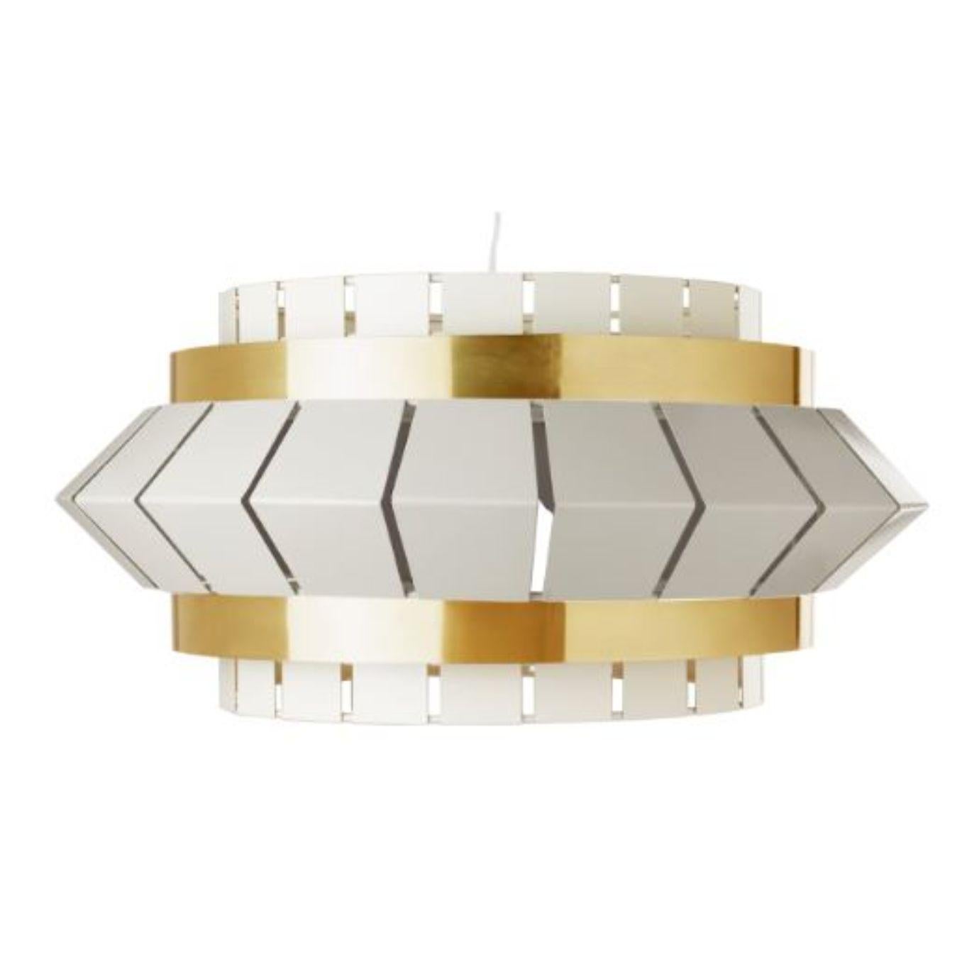 Ivory and Salmon Comb I Suspension Lamp with Brass Ring by Dooq In New Condition For Sale In Geneve, CH