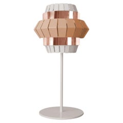Ivory and Salmon Comb Table Lamp with Copper Ring by Dooq