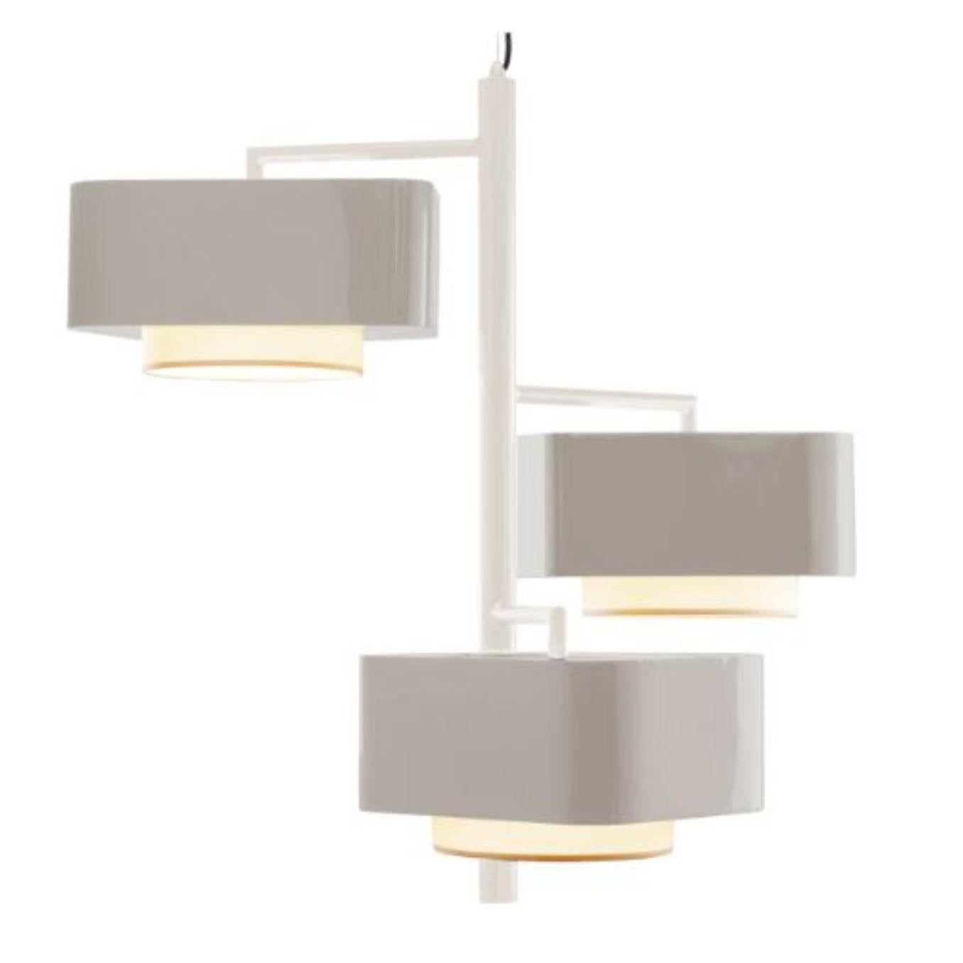 Ivory and Taupe Carousel I Suspension lamp by Dooq
Dimensions: W 97 x D 97 x H 86 cm
Materials: lacquered metal.
abat-jour: cotton
Also available in different colors.

Information:
230V/50Hz
E27/3x20W LED
120V/60Hz
E26/3x15W LED
bulbs not
