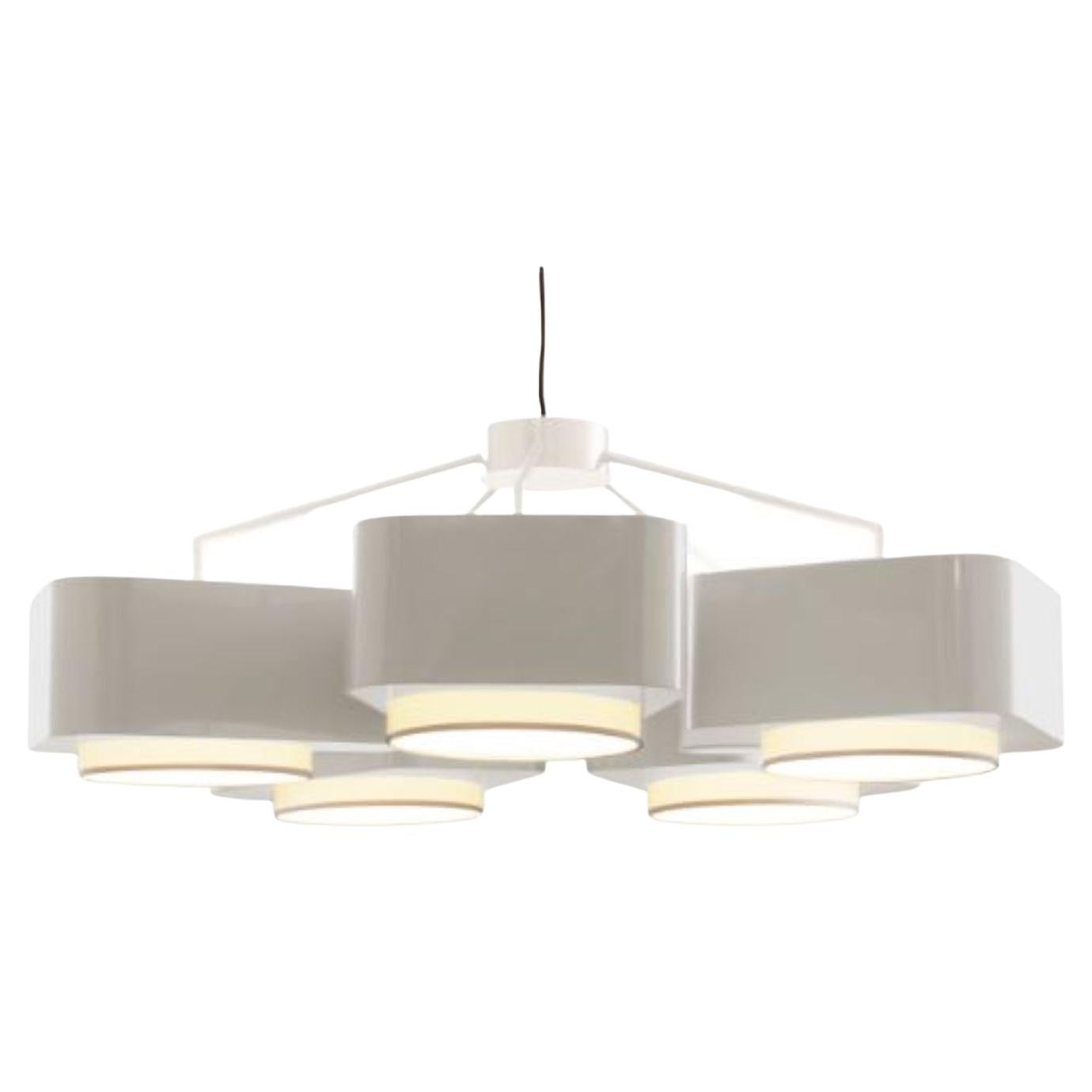 Ivory and Taupe Carousel Suspension Lamp by Dooq For Sale