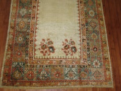 Ivory Antique Angora Wool 19th Century Turkish Oushak Rug