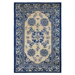 Ivory Antique Chinese Peking Full Pile Clean and Soft Pure Wool Hand Knotted Rug