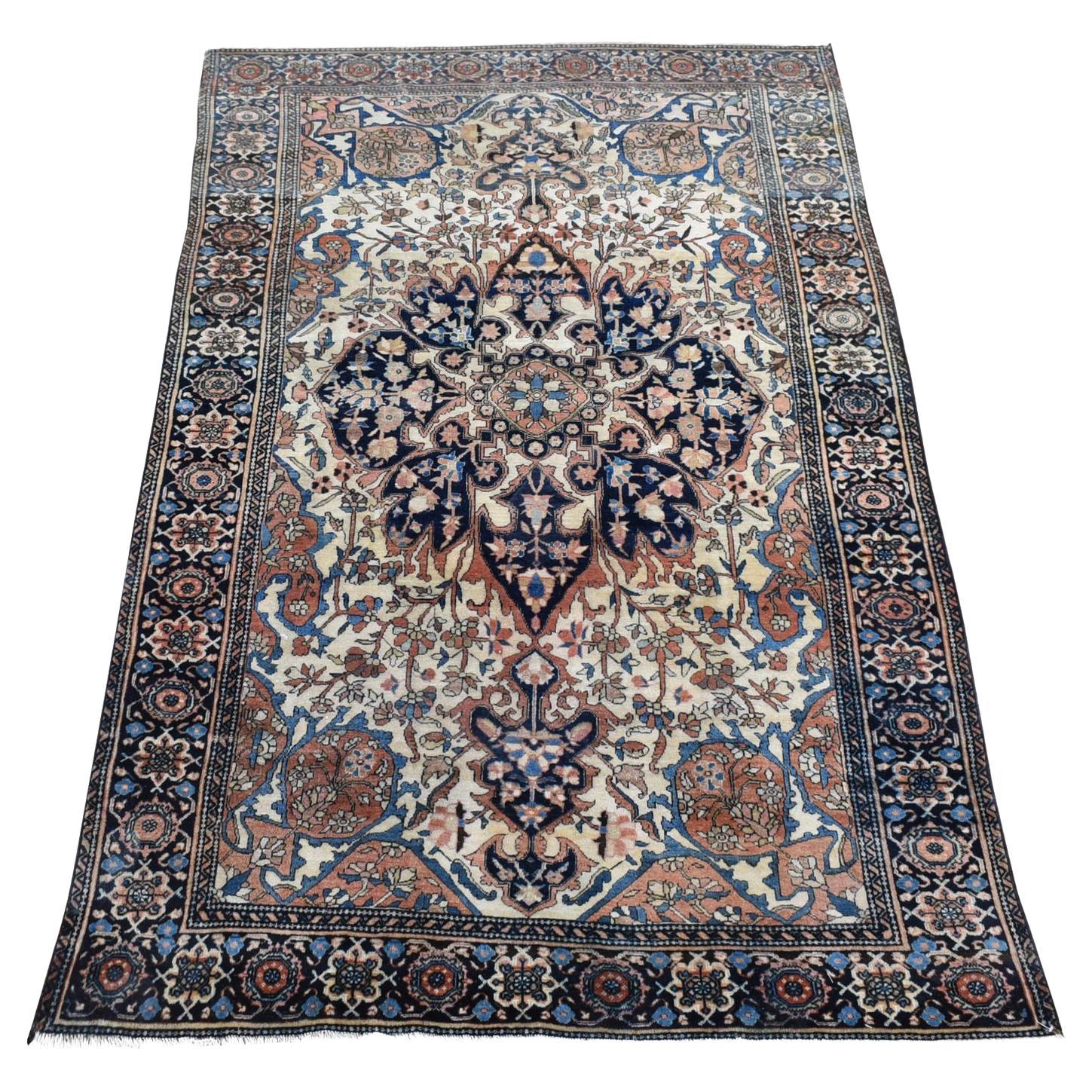 Red Antique Persian Sarouk Even Wear Clean And Soft Hand Knotted