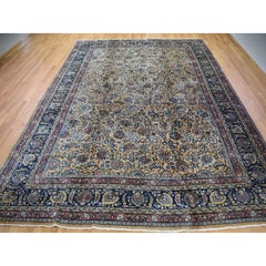 Ivory, Antique Persian Mashad, Hand Knotted, 100% Wool, Oversized Oriental Rug