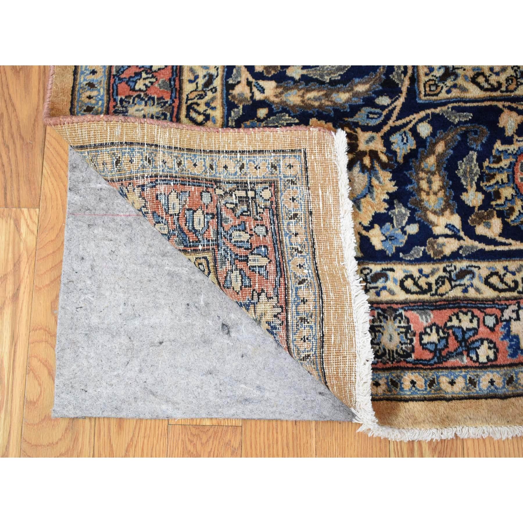 Hand-Knotted Ivory, Antique Persian Mashad, Hand Knotted, 100% Wool, Oversized Oriental Rug For Sale