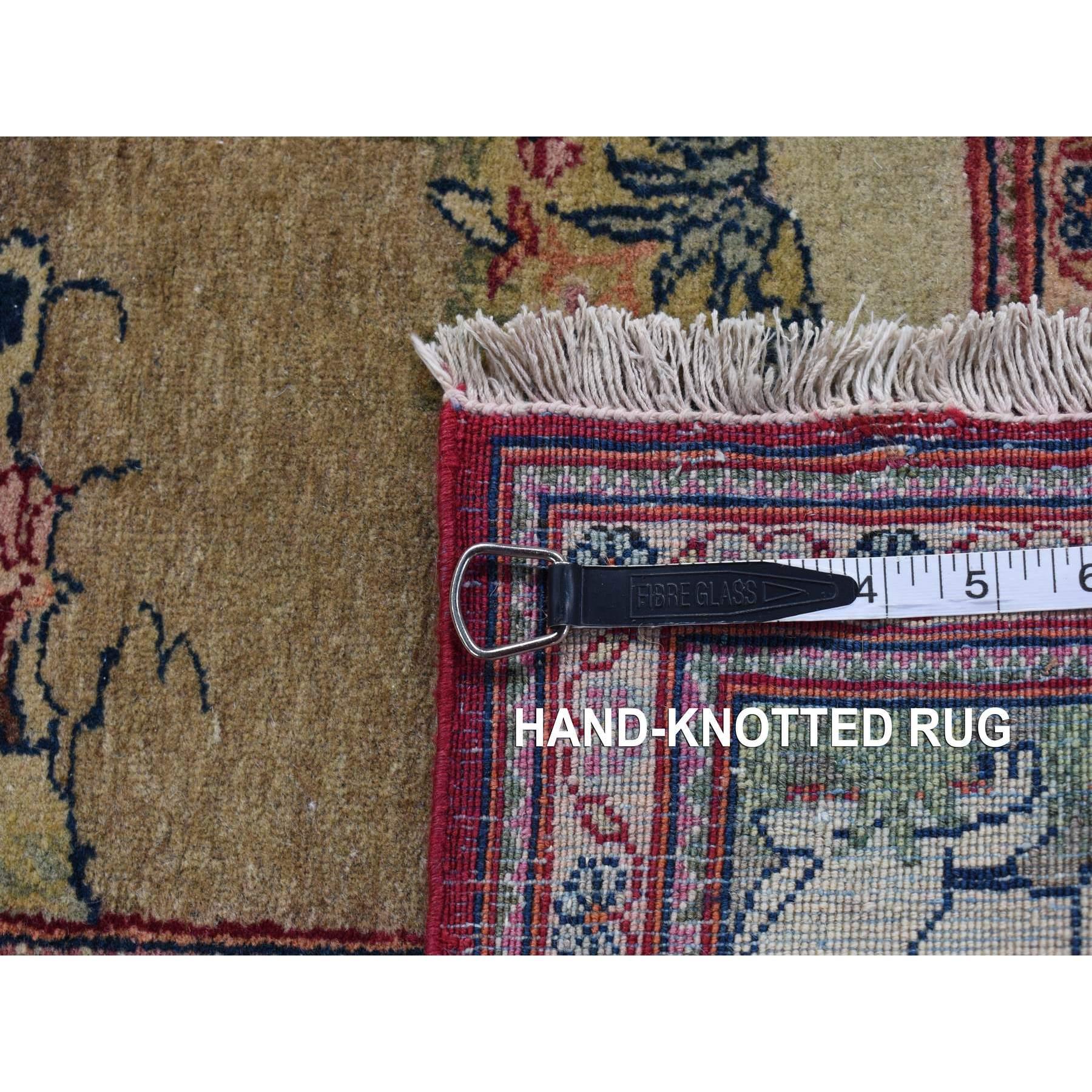 Ivory Antique Persian Pictorial Kashan Mint Condition Hand Knotted Pure Wool Rug For Sale 5