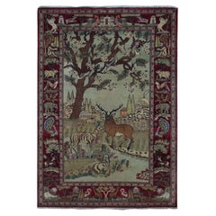 Marfil Antiguo Persa Pictórica Kashan Mint Condition Alfombra Anudada a Mano de Pura Lana